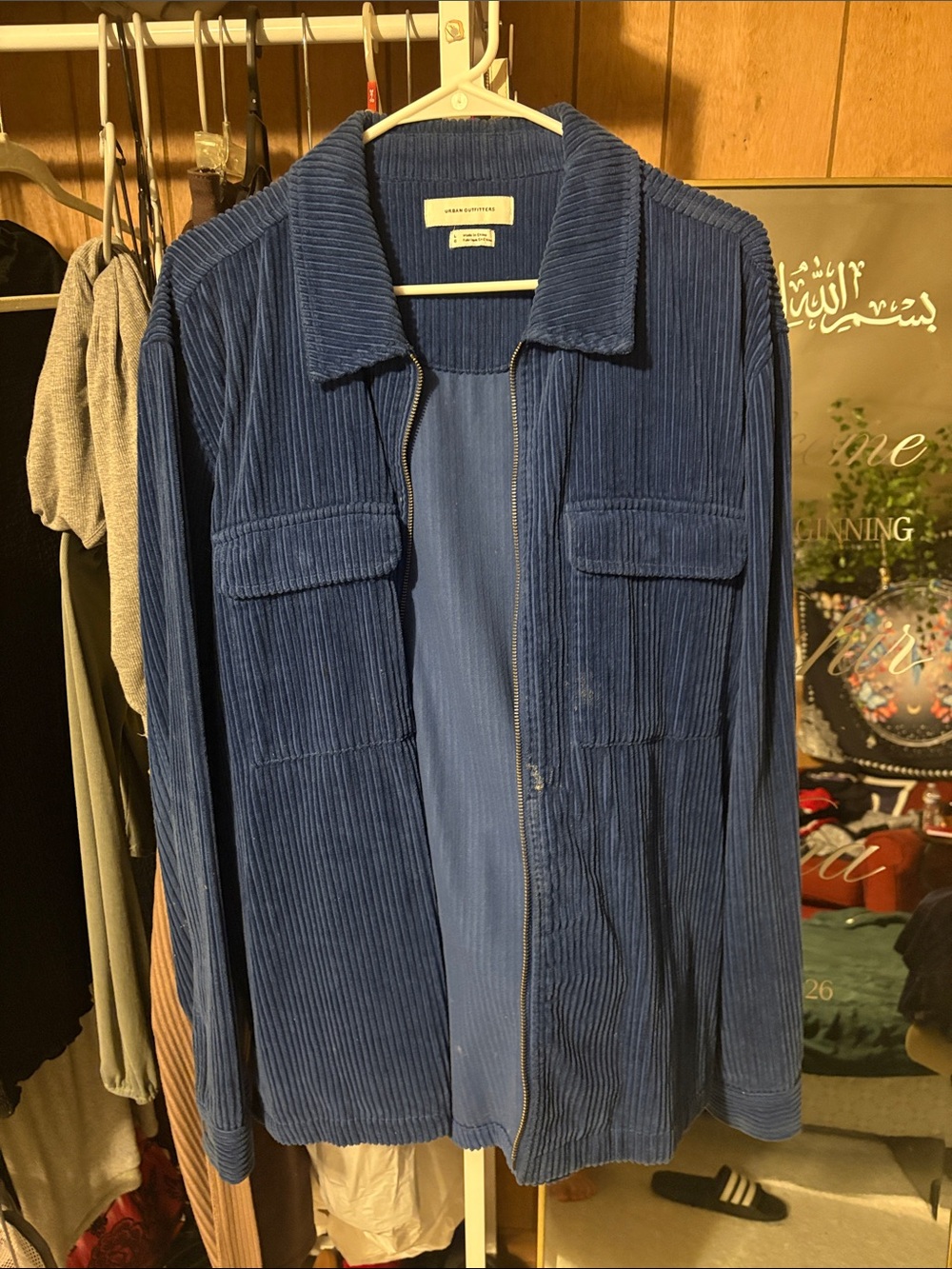 Urban Outfitters Navy Corduroy Zip Shirt Jacket